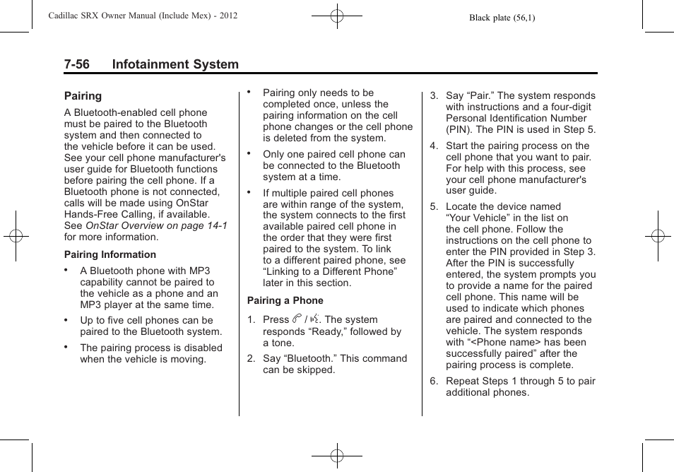 56 infotainment system | Cadillac 2012 SRX User Manual | Page 248 / 512