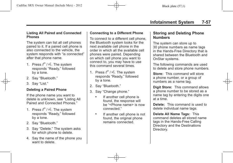 Infotainment system 7-57 | Cadillac 2012 SRX User Manual | Page 249 / 512