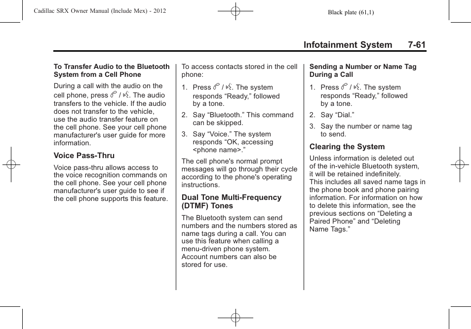 Cadillac 2012 SRX User Manual | Page 253 / 512