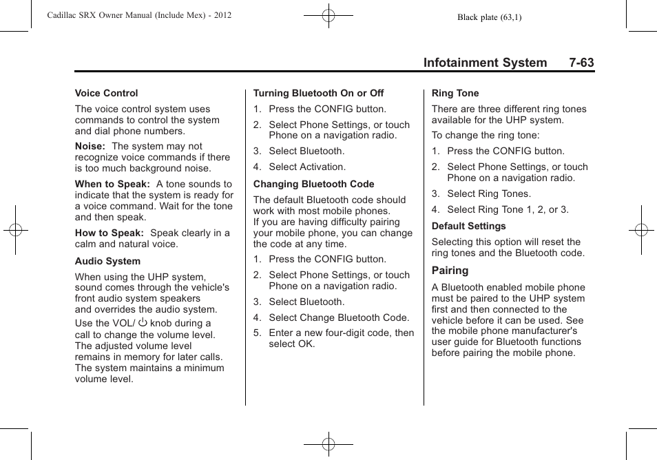 Infotainment system 7-63 | Cadillac 2012 SRX User Manual | Page 255 / 512