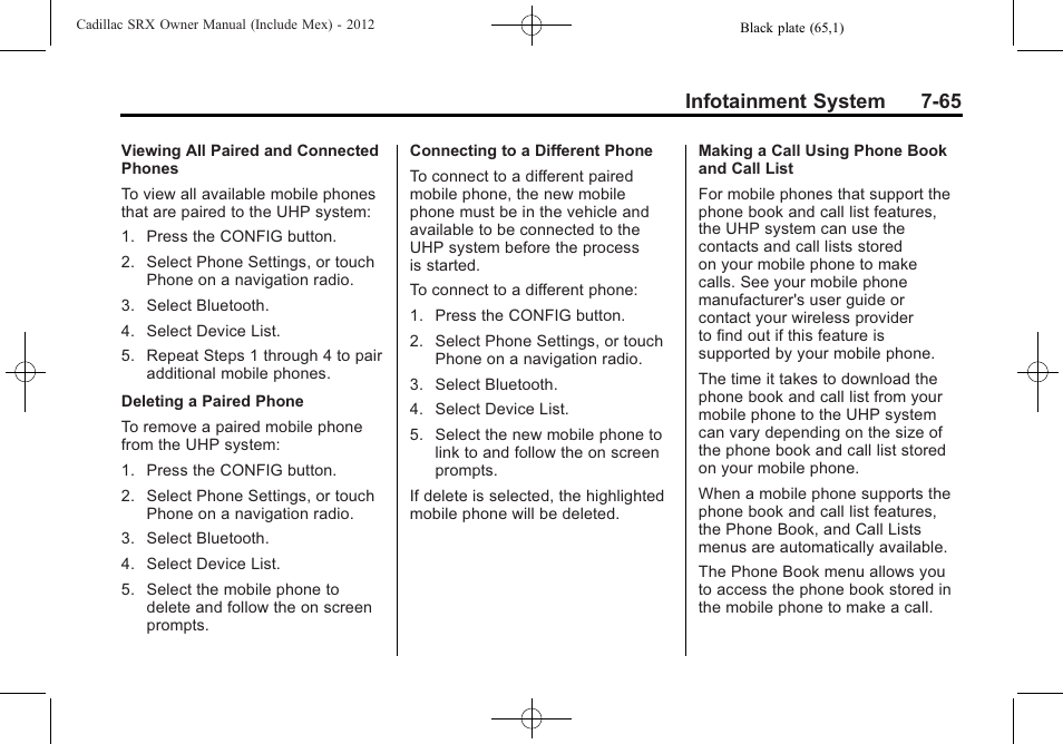 Infotainment system 7-65 | Cadillac 2012 SRX User Manual | Page 257 / 512