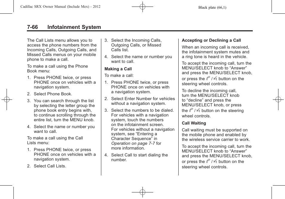 Cadillac 2012 SRX User Manual | Page 258 / 512