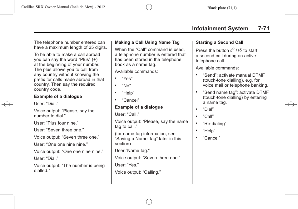 Infotainment system 7-71 | Cadillac 2012 SRX User Manual | Page 263 / 512