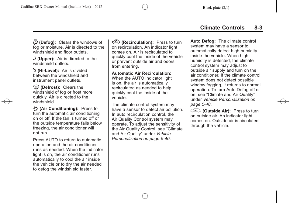 Cadillac 2012 SRX User Manual | Page 273 / 512