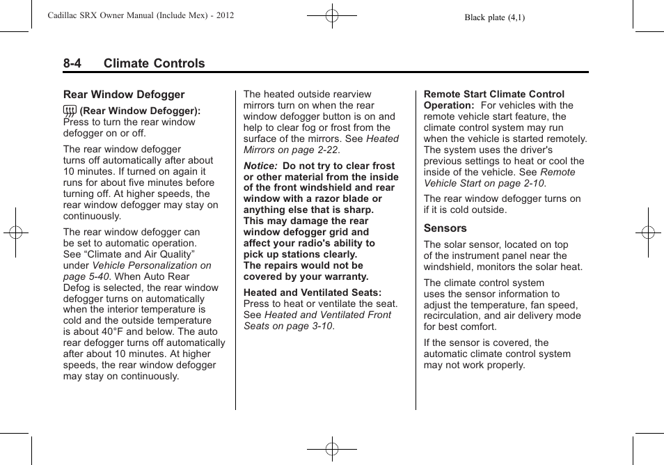 Cadillac 2012 SRX User Manual | Page 274 / 512