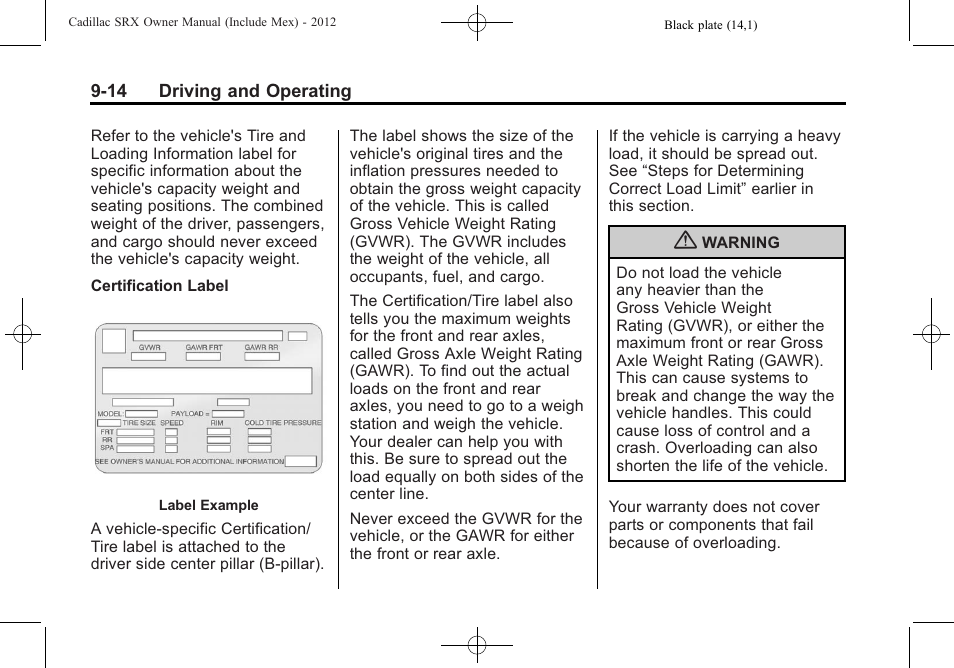 Cadillac 2012 SRX User Manual | Page 292 / 512