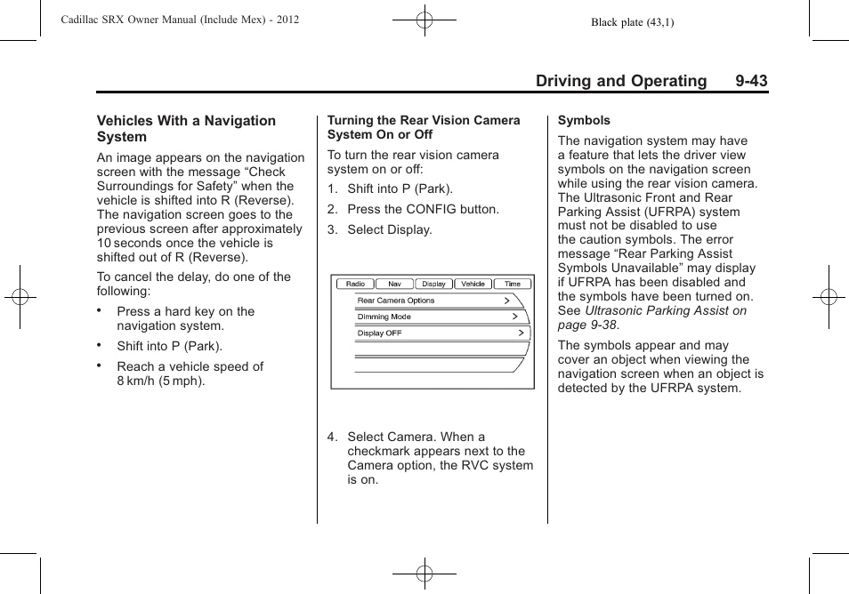 Driving and operating 9-43 | Cadillac 2012 SRX User Manual | Page 321 / 512