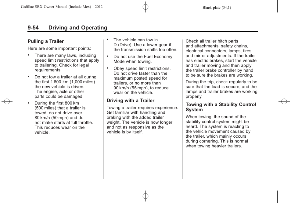 54 driving and operating | Cadillac 2012 SRX User Manual | Page 332 / 512
