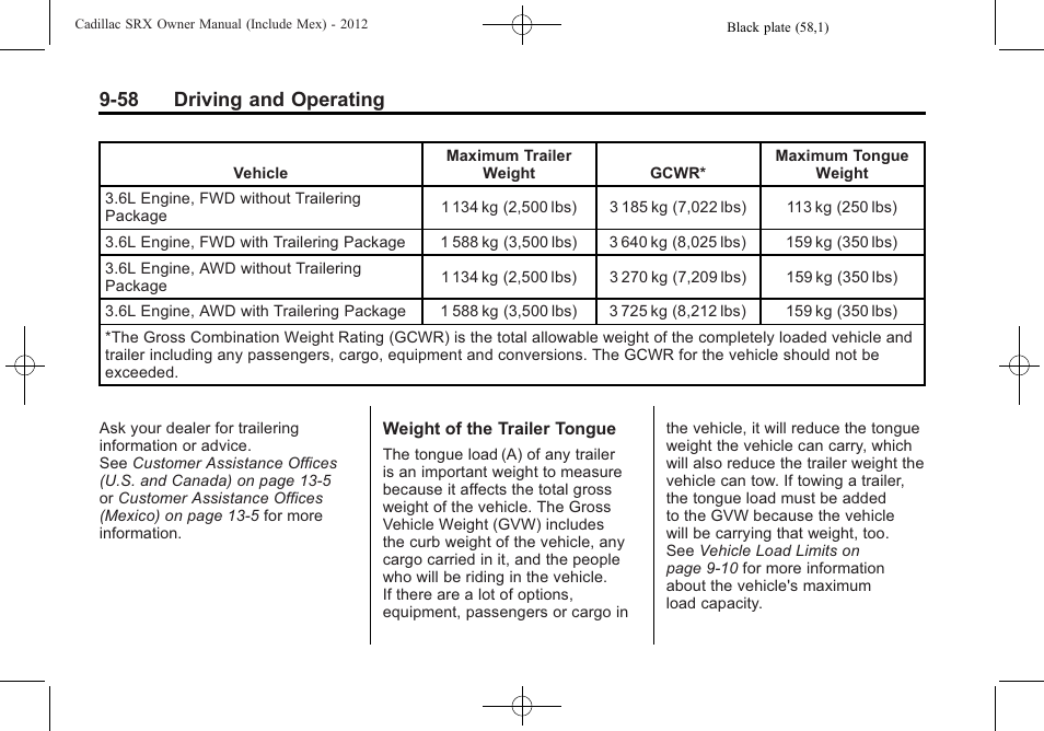 58 driving and operating | Cadillac 2012 SRX User Manual | Page 336 / 512