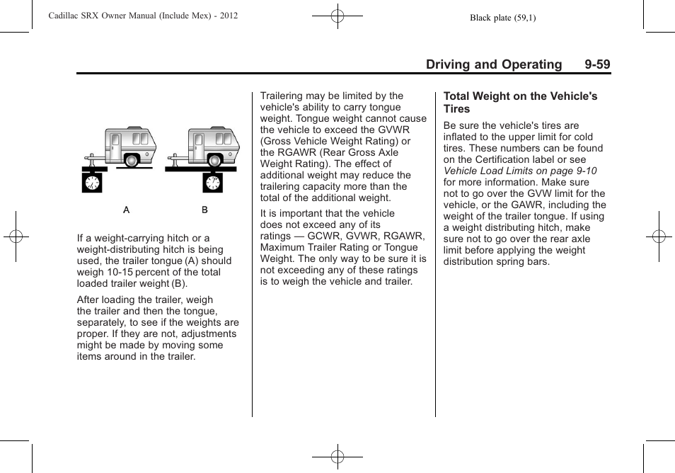 Driving and operating 9-59 | Cadillac 2012 SRX User Manual | Page 337 / 512