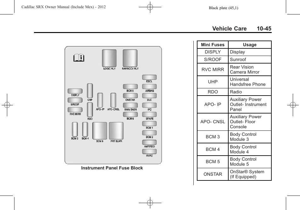 Vehicle care 10-45 | Cadillac 2012 SRX User Manual | Page 385 / 512