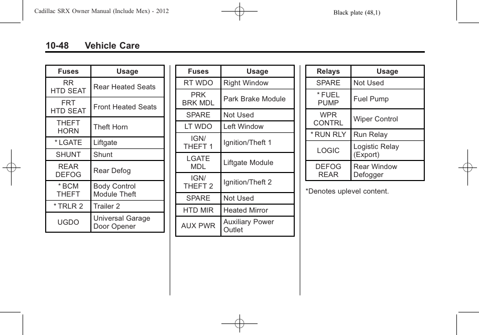 48 vehicle care | Cadillac 2012 SRX User Manual | Page 388 / 512