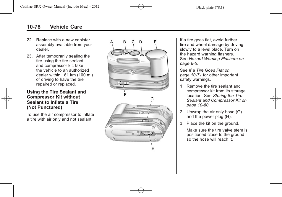 78 vehicle care | Cadillac 2012 SRX User Manual | Page 418 / 512