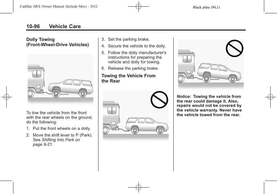 96 vehicle care | Cadillac 2012 SRX User Manual | Page 436 / 512