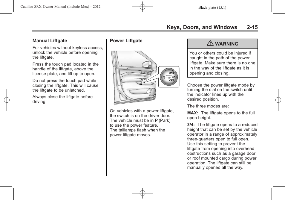 Cadillac 2012 SRX User Manual | Page 47 / 512