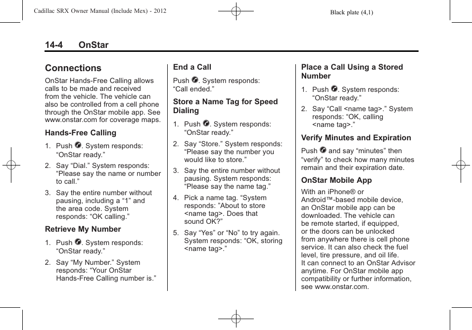 Connections, Connections -4, Comprehensive | Cadillac 2012 SRX User Manual | Page 494 / 512