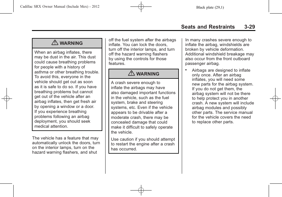 Cadillac 2012 SRX User Manual | Page 89 / 512