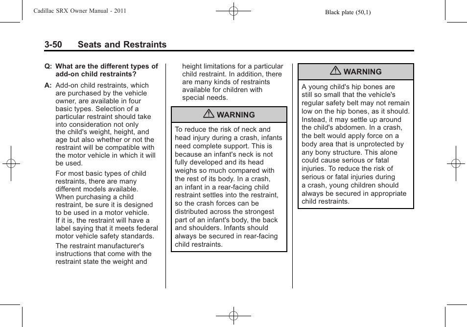 Cadillac 2011 SRX User Manual | Page 112 / 502