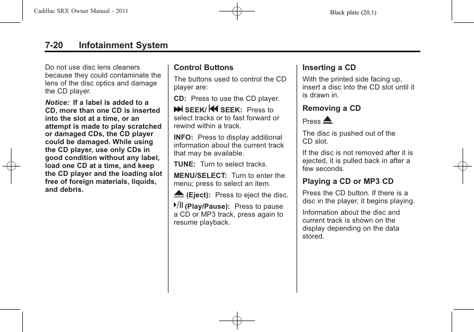 Cadillac 2011 SRX User Manual | Page 226 / 502