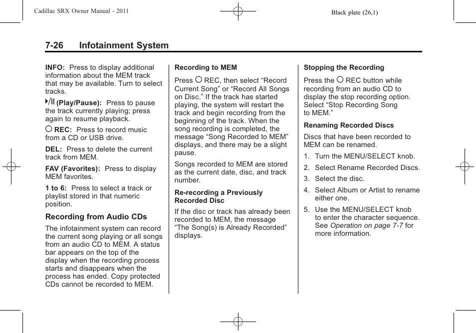 Cadillac 2011 SRX User Manual | Page 232 / 502