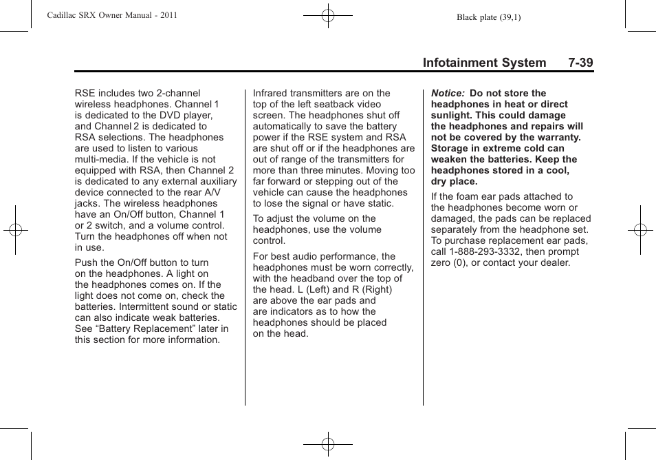 Infotainment system 7-39 | Cadillac 2011 SRX User Manual | Page 245 / 502