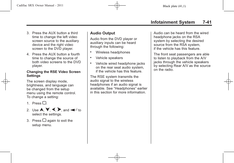 Cadillac 2011 SRX User Manual | Page 247 / 502