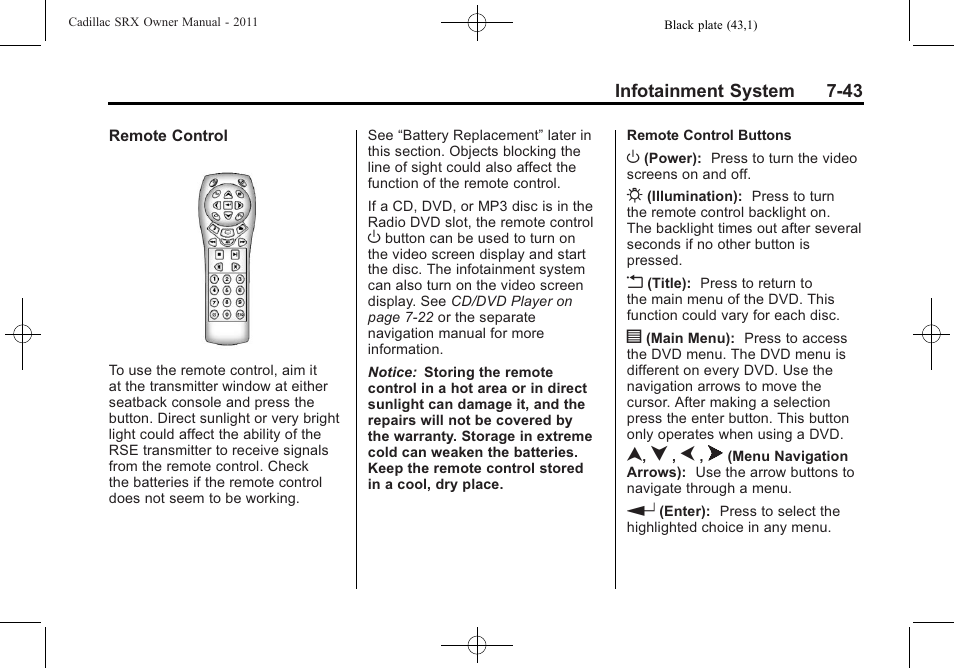 Cadillac 2011 SRX User Manual | Page 249 / 502