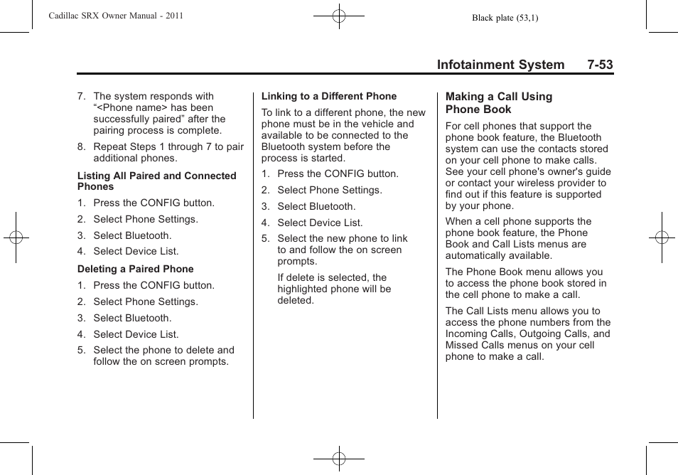 Infotainment system 7-53 | Cadillac 2011 SRX User Manual | Page 259 / 502
