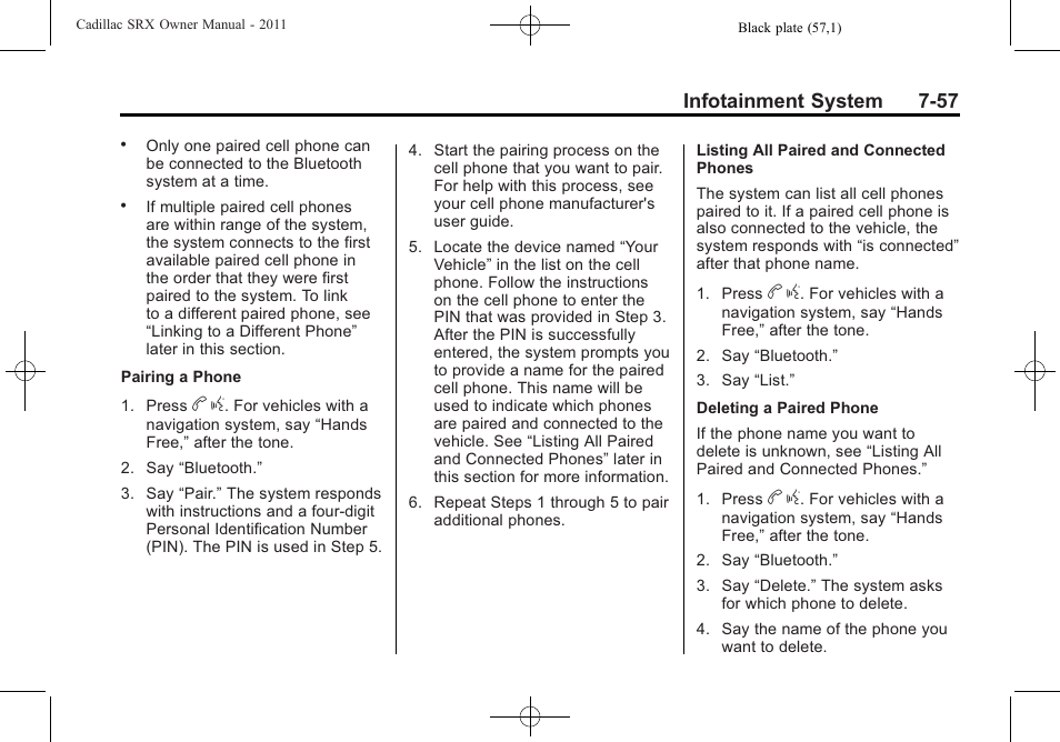 Infotainment system 7-57 | Cadillac 2011 SRX User Manual | Page 263 / 502