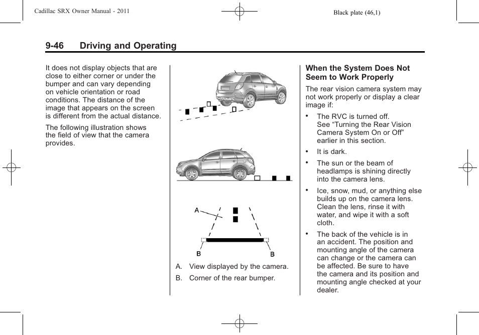 46 driving and operating | Cadillac 2011 SRX User Manual | Page 322 / 502