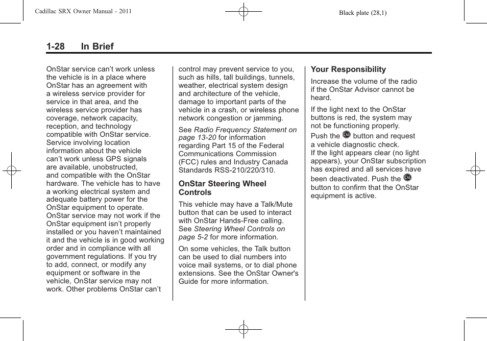 Cadillac 2011 SRX User Manual | Page 34 / 502