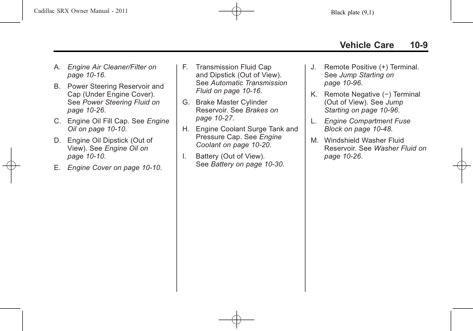 Vehicle care 10-9 | Cadillac 2011 SRX User Manual | Page 347 / 502