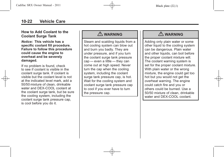 Cadillac 2011 SRX User Manual | Page 360 / 502