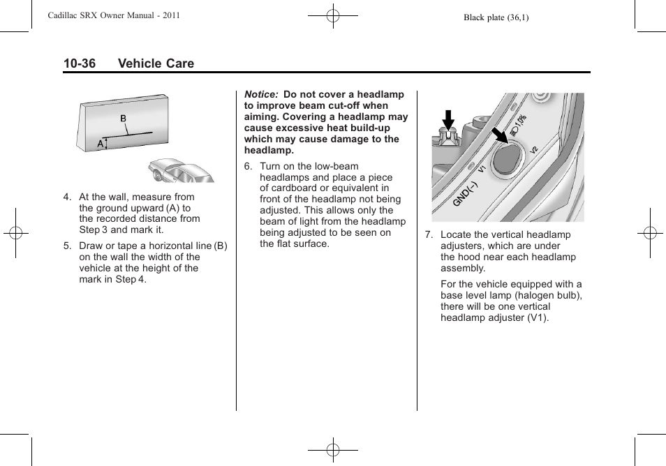 36 vehicle care | Cadillac 2011 SRX User Manual | Page 374 / 502