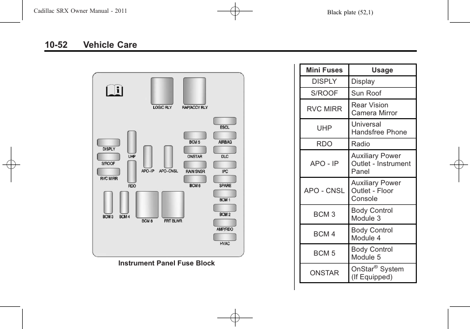 52 vehicle care | Cadillac 2011 SRX User Manual | Page 390 / 502