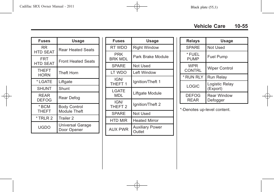 Vehicle care 10-55 | Cadillac 2011 SRX User Manual | Page 393 / 502