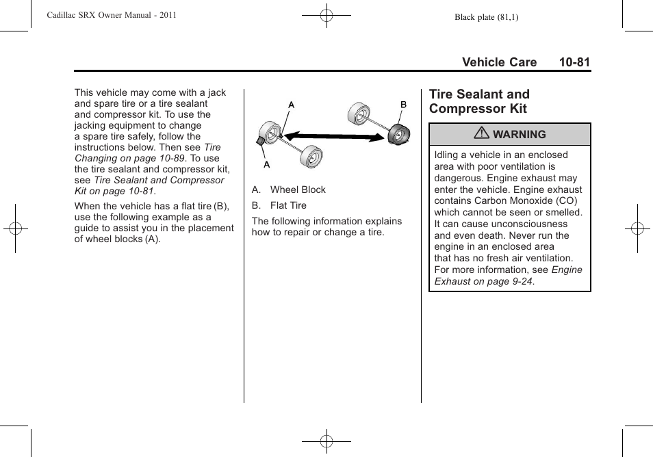 Tire sealant and compressor kit, Tire sealant and, Compressor kit -81 | Genuine | Cadillac 2011 SRX User Manual | Page 419 / 502