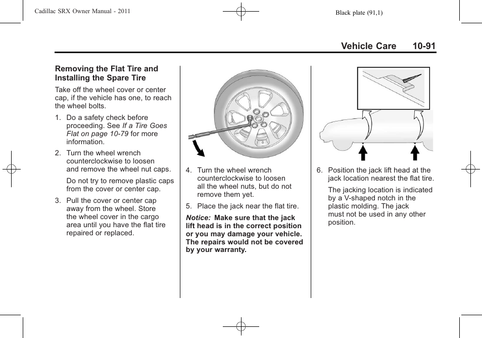 Vehicle care 10-91 | Cadillac 2011 SRX User Manual | Page 429 / 502