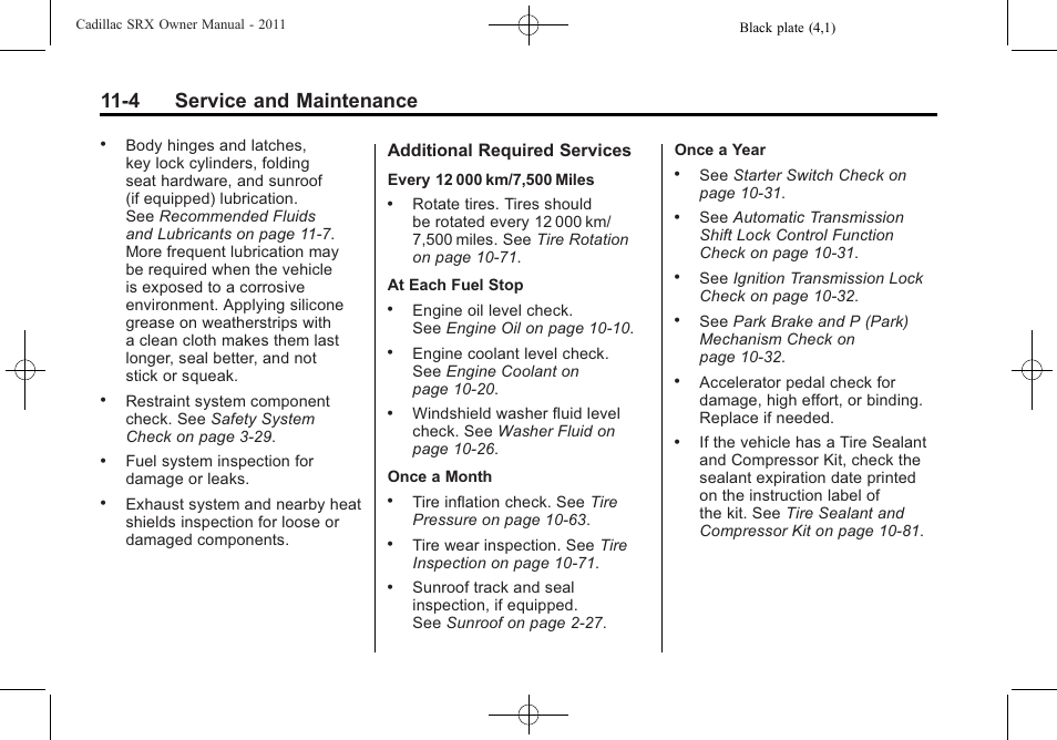4 service and maintenance | Cadillac 2011 SRX User Manual | Page 456 / 502