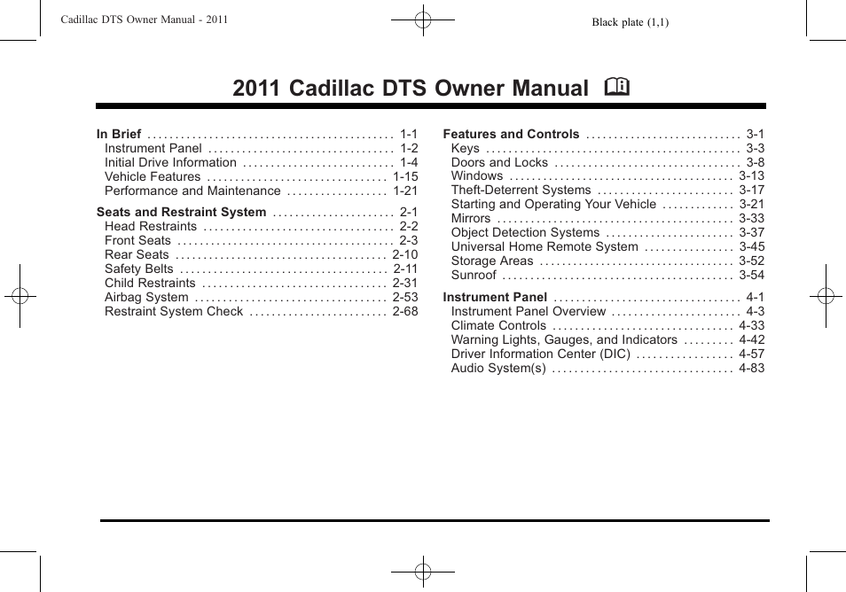 Cadillac 2011 DTS User Manual | 464 pages