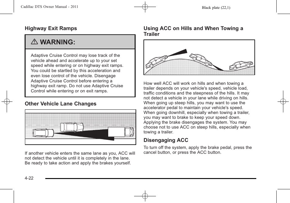 Warning | Cadillac 2011 DTS User Manual | Page 180 / 464