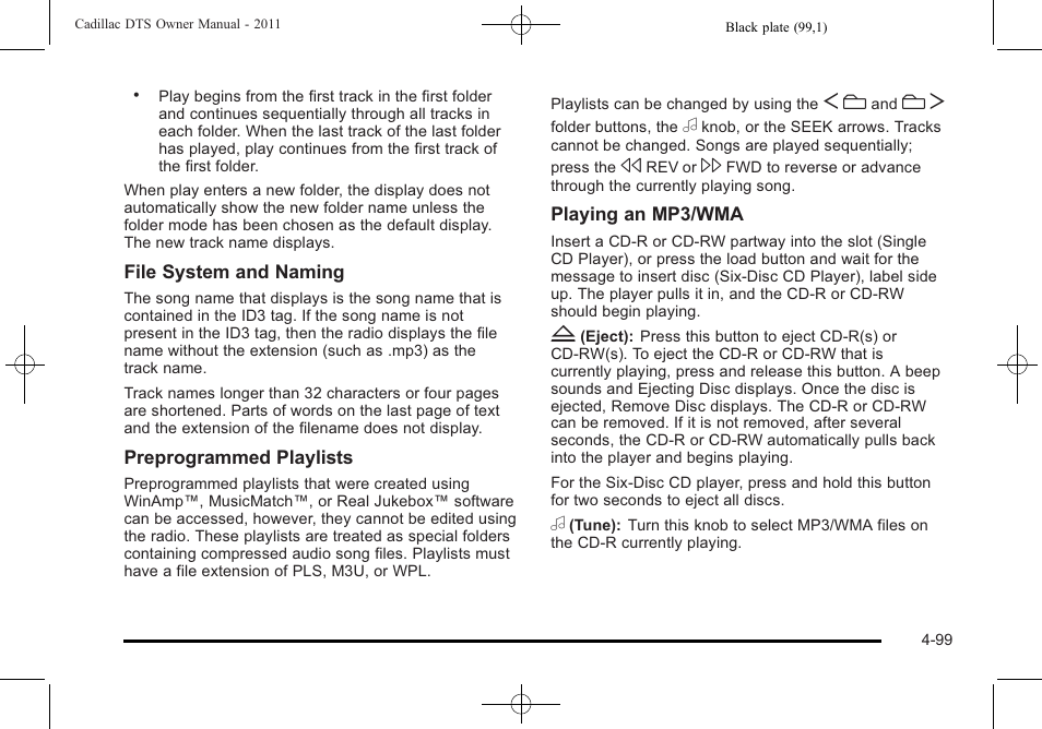 Cadillac 2011 DTS User Manual | Page 257 / 464