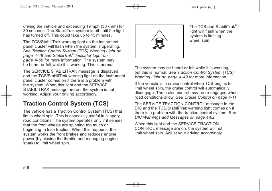 Traction control system (tcs), Traction control system (tcs) -6 | Cadillac 2011 DTS User Manual | Page 276 / 464
