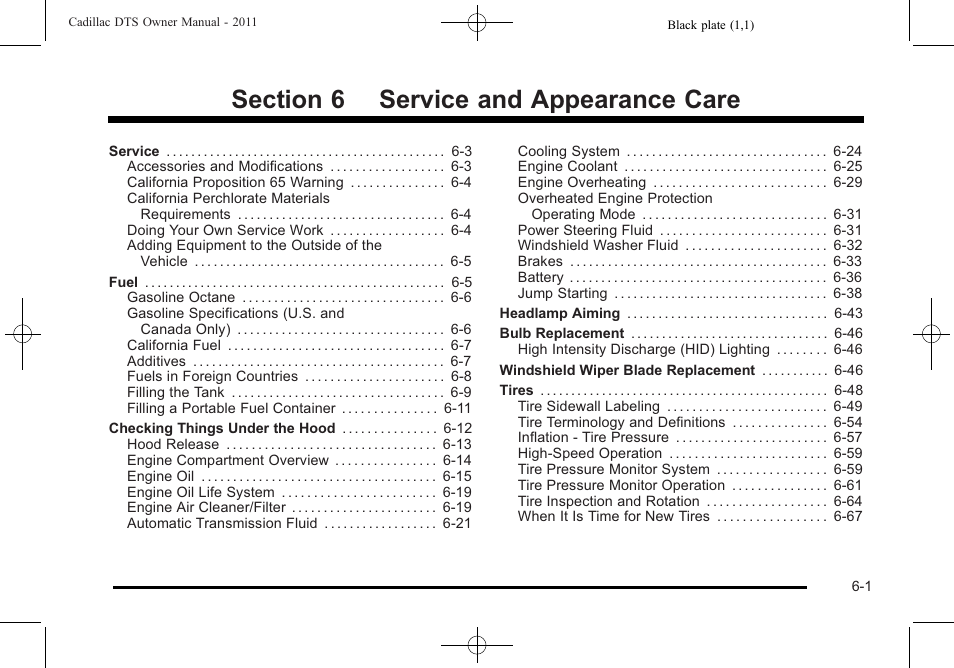 Service and appearance care, Service and appearance care -1 | Cadillac 2011 DTS User Manual | Page 303 / 464