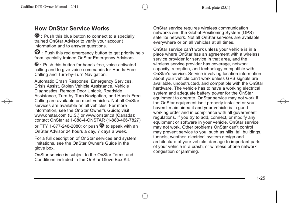 How onstar service works q | Cadillac 2011 DTS User Manual | Page 31 / 464