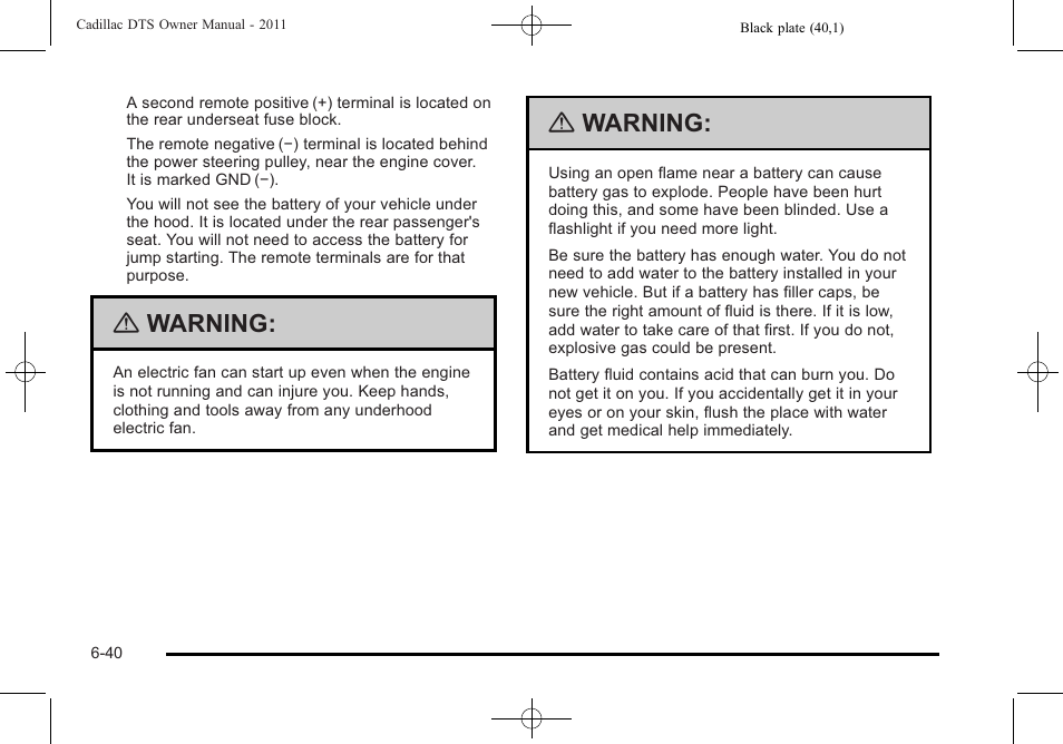 Warning | Cadillac 2011 DTS User Manual | Page 342 / 464