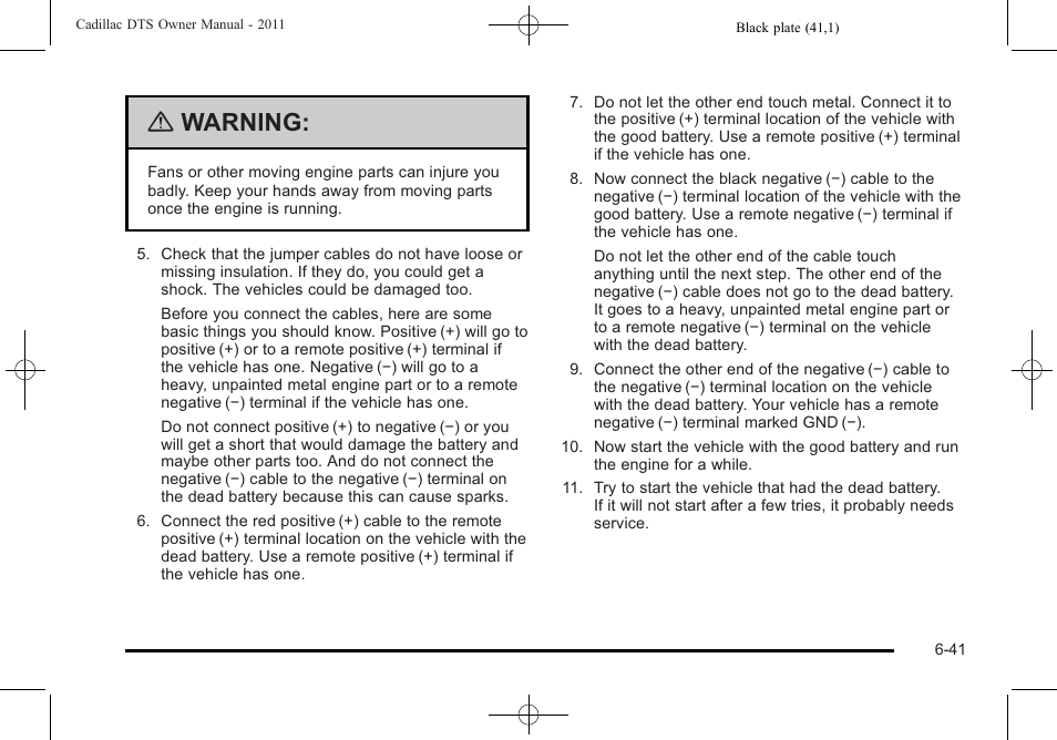 Warning | Cadillac 2011 DTS User Manual | Page 343 / 464