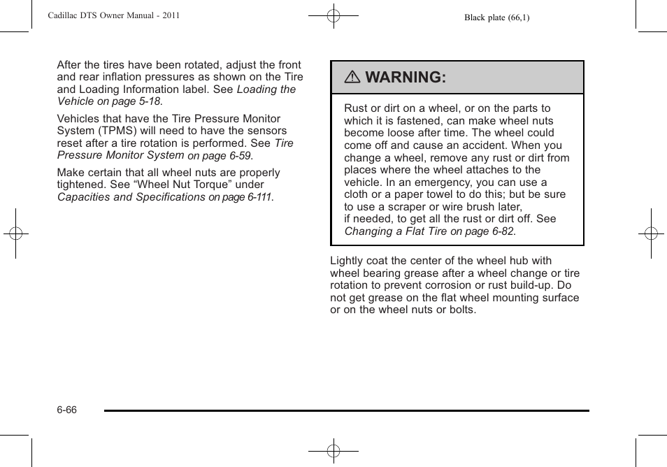 Warning | Cadillac 2011 DTS User Manual | Page 368 / 464