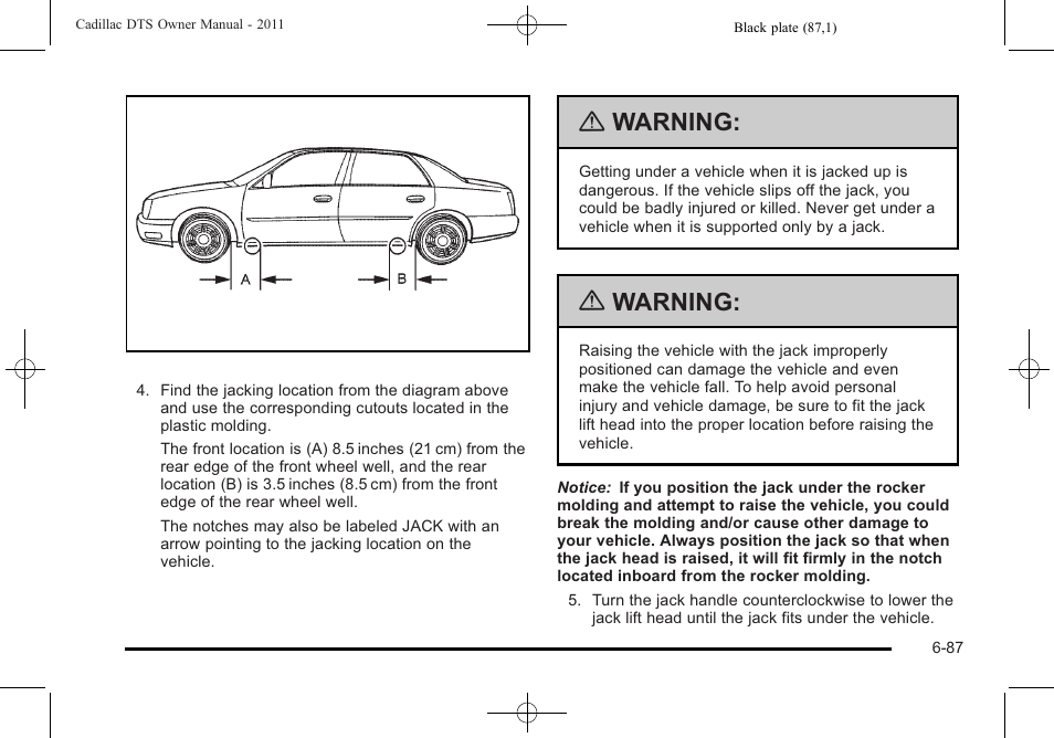 Warning | Cadillac 2011 DTS User Manual | Page 389 / 464