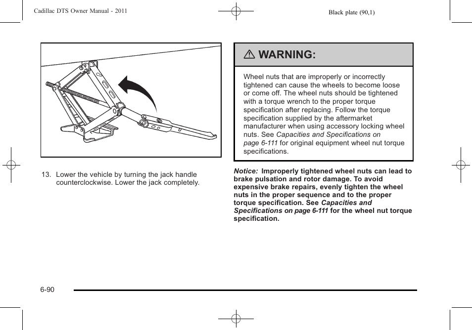 Warning | Cadillac 2011 DTS User Manual | Page 392 / 464